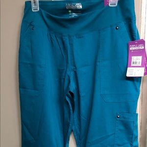 Purple Label Yoga by Healing Hands Scrub Pants Riviera Teal Medium Petite